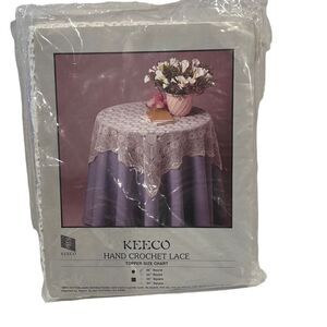 Vintage KEECO Hand Crochet Lace Tablecloth